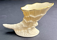 Lenox Miniature Cornucopia Horn of Plenty 24 K Gold Trim Made in USA Vintage