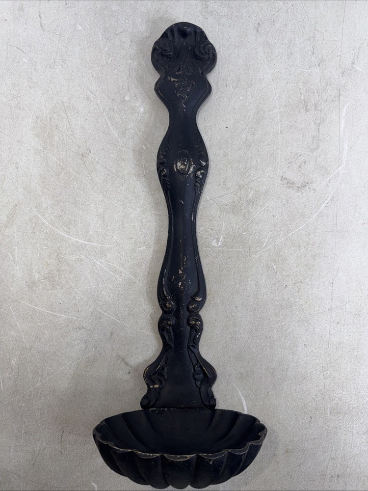 Vintage Large Cast Aluminum Spoon Wall Decoration Pocket Faux Plant Display 17”