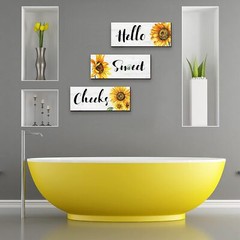 3 Pieces Sunflower Wall Decor Hello Sweet Wooden Art Signs Summer White