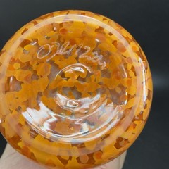 2004 Hand Blown Art Glass Vase Vessel Orange Red Spots Artist Signed Vase VTG