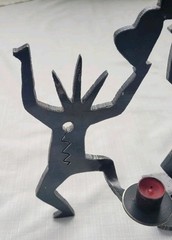 Vintage Original Ivan McLean Cut Steel Metal Sculpture Candle Holder Heart 1998