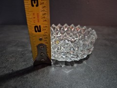 Vintage Ornate Cut Glass Trinket Bowl w/Brass Holder – 5″ Tall- Damage-*READ*