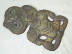 antique guardian effigy clay sculpture art bird human God deity