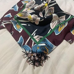 Marni Silk Scarf with Beaded Accessories 43cm x 43cm in Box