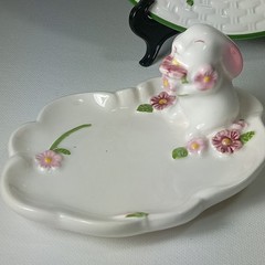 VTG Avon 1985 bunny trinket dish WEISS BRAZIL&Avon Bunny Collection plate7″ 1994