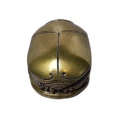 Vintage Solid Brass Egyptian Scarab Beetle Hieroglyphics Base Paperweight Heavy