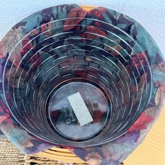 Longaberger Classic Autumn Fall Pail Basket Leaves Liner Protector Acorn & Lid