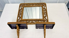 Vintage HOMCO Home Interiors Syroco Faux Wicker & Scroll Mirror Wall & 2 Shelves