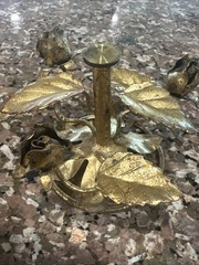 MCM Italian Tole Gilt Florentine Gold Roses Stand Gorgeous Details VTG Regency