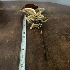 Vintage HOMCO Copper Brass 14” Long Stem Rose/Leaves 3D Metal Wall Art