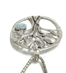 Roman Glass Pendent 925 Silver Tree Of Life Ancient Fragment Roman Glass 200 B.C