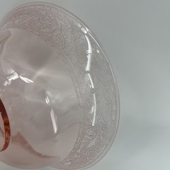 Pink Depression Glass Etching on Rim Pedestal/Footed Compote Candy/Dessert Dish