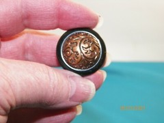 Vintage metal button covers 5 Antique Brass and Acrylic Fine Details Cuff Links