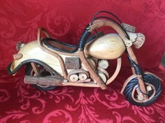 Vintage Wooden Handcrafted Motorcycle Model