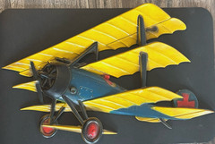 Vintage Sexton Metal Airplane Wall Art WWI Tri-Plane Aviation Decor