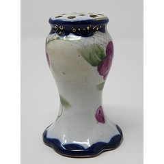 Vintage Stick Hatpin 13 Hole Holder Vase Grapes And Leaves Blue Purple Green