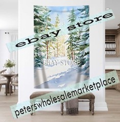 Snowy Forest Tapestry Winter Walk unframed art wall hanging 59X82 in