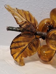 Vintage MCM Hand Blown Amber Art Glass Bunch of Grapes