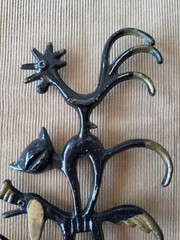 Vintage Wall Hook Bremen Town Musicians Cast Aluminum USSR 8 Hooks 1970s