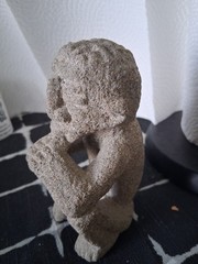 Pre-Columbian Carved Basalt Sqauting & Smoking Sukia ~ Costa Rica C. 800-1200 AD