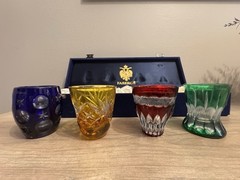 Faberge Na Zdorovye Cut Crystal Vodka Shot Glasses Set Of 4 With Box