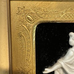 VTG Wedgwood Style Relief Dancers Framed Velvet Brass Set Of 2 5×4