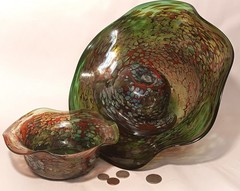 CLUSTER vtg studio art glass sculpture bowl goose bay yellowstone park western