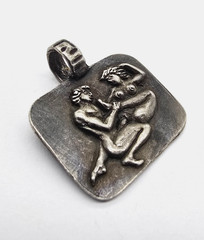 Ancient Roman Erotic Silver Pendant Rare Classical Couple Relief Artifact