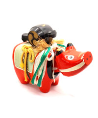 Akabeko Fukushima Aizu Folk Crafts – Lucky Charms -Papier Mache Bobble Head Cow
