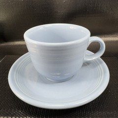 Fiestaware USA Pottery Periwinkle Blue Teacup And Saucer Set Stoneware Vintage