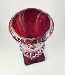 Imperial Glass Red & White Slag Dancing Ladies Neoclassical Nymphs Footed Vase