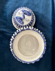 Hand painted Nabeul Blue & White Reticulated Porcelain Potpourri Incense Jar