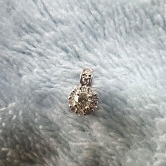 K18WG Diamond Pendant 0.20ct Flower Design Necklace Top Used