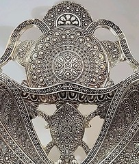 Rare Persian Silver Filigree Rectangular Bowl Handcrafted Decorative 15″L EC