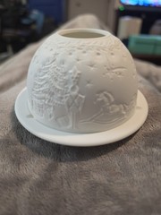 Bernardaud Lithophane VotiveLight Grenadiers Limoges France Bisque Porcelain