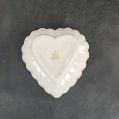 Vintage Belleek Ireland Heart ShapedServing Dish Scalloped Edge Pottery