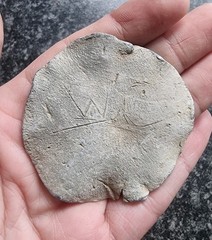 Metal Detecting Find Lead Disc WC Medieval /Post Medieval Antique 56mm 64.88g