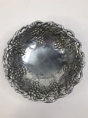 Arthur Court Bowl Aluminum Vtg Grapevine Serving Dish Small 8″ 1994 1990s Taiwan