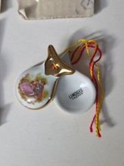 Vintage Limoges France Porcelain Mini Castanets Victorian Gold Trim 4 Total