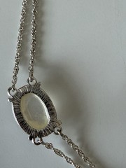 Vintage Silver Noav rhinestone station Y Necklace 18″