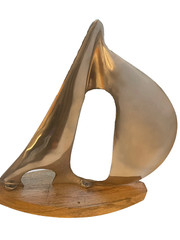 Vintage sail boat sculpture 15”x13” metal abstract art deco MCM mantle nautical