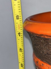Fat Lava Drip Glaze Pottery Vase Italy MCM Orange Black 5″ x 6″ Bitossi Style