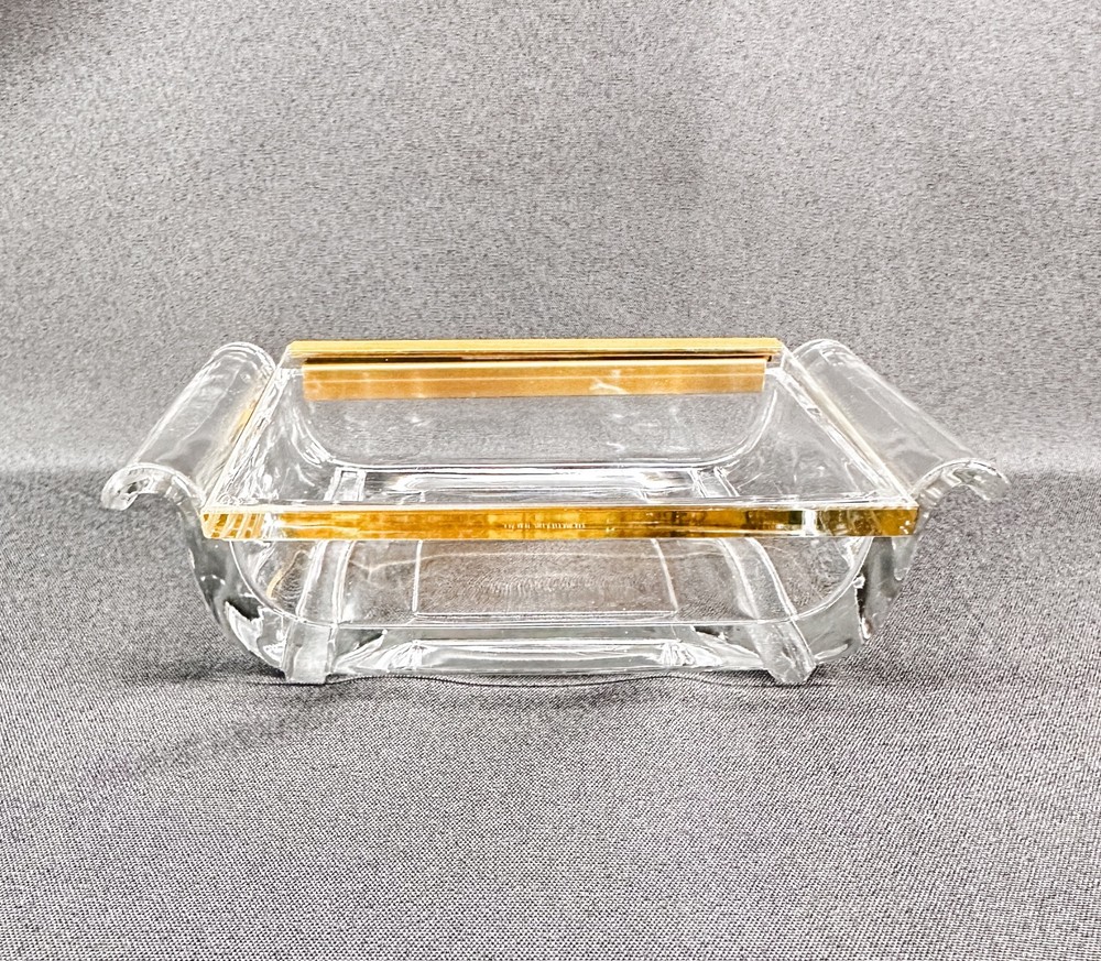 Vintage Art Deco Hinged Clear Glass Jewelry Casket / Trinket Box 1930s–40s READ