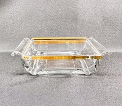 Vintage Art Deco Hinged Clear Glass Jewelry Casket / Trinket Box 1930s–40s READ