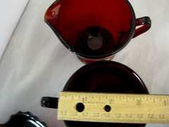 Ruby Cranberry Red Glass Sugar Creamer Tray Un-Matched Design