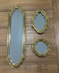 Home Interiors Gifts Mirrors Gold Wood Frame Wall Hanging Made In USA Set Of 3