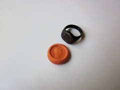 unique ancient Roman massive engraved bronze legionary ring seal – AUGUSTUS.