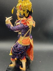 Thailand Traditional Colorful Dancing Dolls Pair Handmade Purple Wood Base 11″