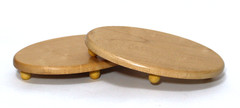 Wood Risers Small Oval Display Stands with Ball Feet Set 2