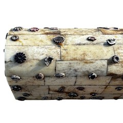 Rare Bone Tile Vintage Metal Embellishments 9 x 3 Artisan Trinket Box India